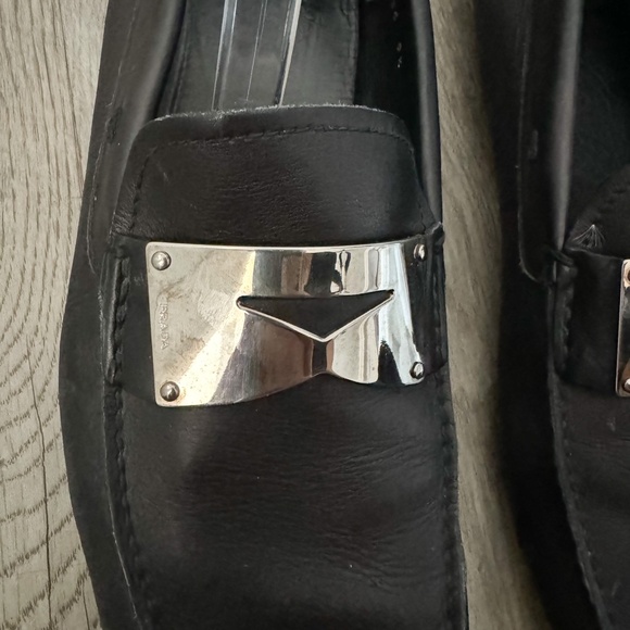 Prada Black Leather Logo Buckle Driver Loafers Mens US 9.5 - Picture 3 of 8